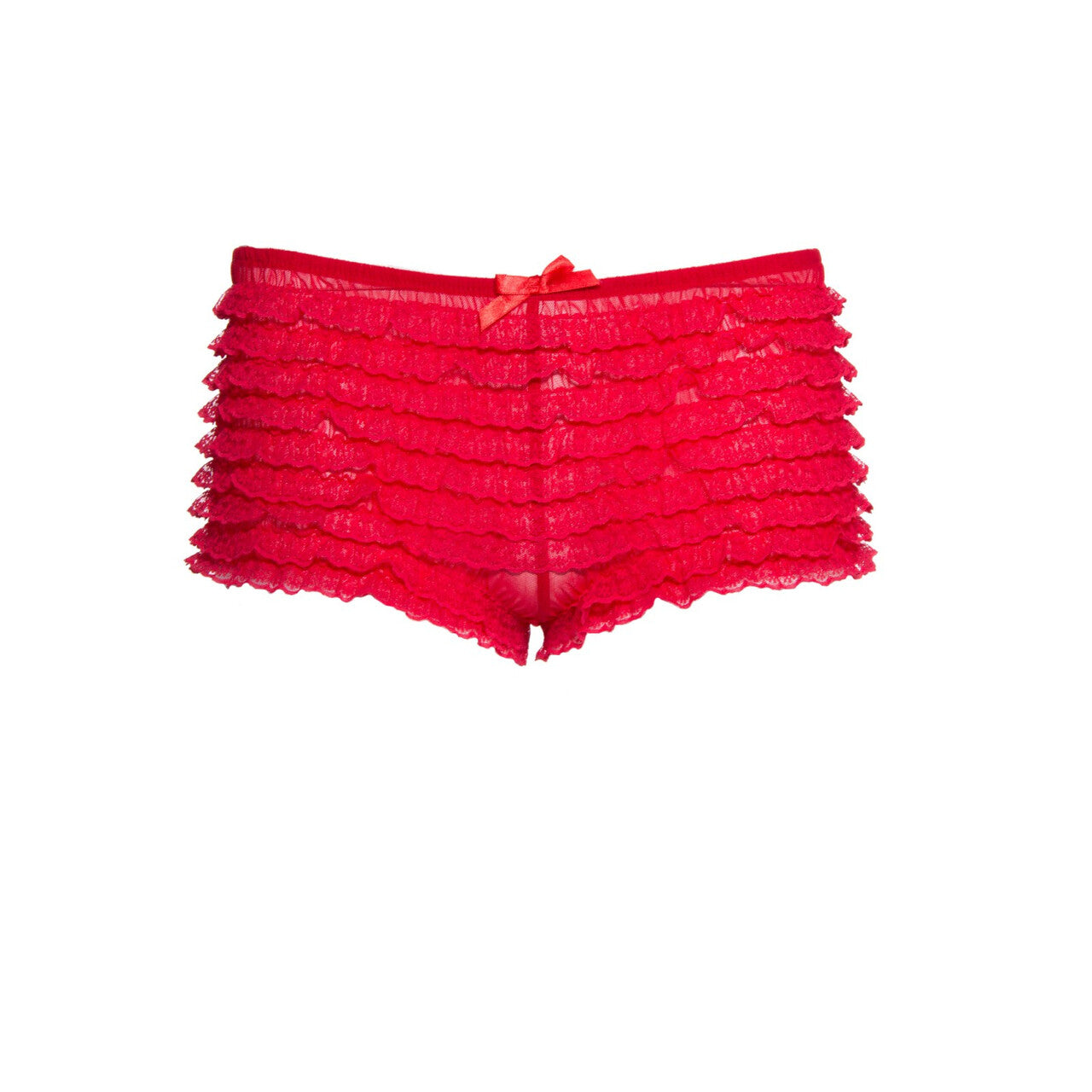 Op deze afbeelding zie je een Kostuums, van het merk Leg Avenue. Kanten Shorts Met Ruches Rood Vrouw