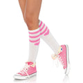 Kniesocken Mit Herzen Und Streifen Weiß