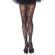 Op deze afbeelding zie je een Accessoires, van het merk Leg Avenue. Panty Bloemen Guirlande Zwart Plus Size