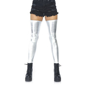 Op deze afbeelding zie je een Accessoires, van het merk Leg Avenue. Glanzend Metallic Zilveren Kousen