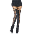 Collant Apparence Dentelle Et Cuir Sans Pieds