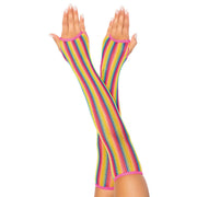 Op deze afbeelding zie je een Accessoires, van het merk Leg Avenue. Lange Regenboog Visnet Vingerloze Handschoen
