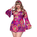 Hippie Rétro Années 70 Rose Violet Grande Taille Costume