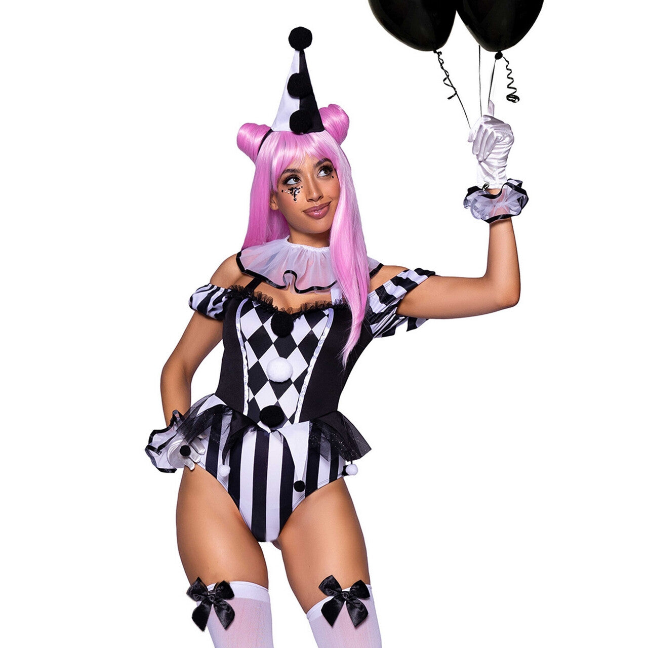 Op deze afbeelding zie je een Kostuums, van het merk Leg Avenue. Ooh La La Mime Clown Vrouw Kostuum