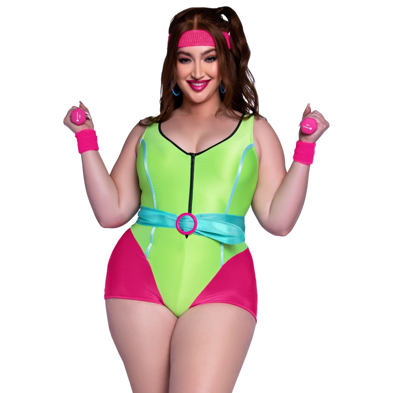 Op deze afbeelding zie je een Kostuums, van het merk Leg Avenue. Jaren 90 Workout Fitness Plus Size Vrouw Kostuum