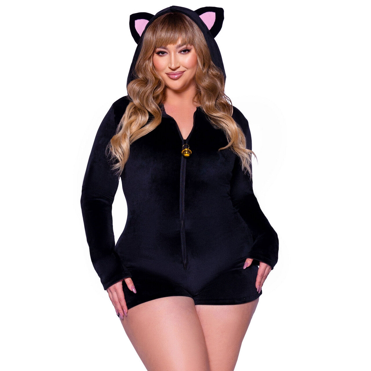 Op deze afbeelding zie je een Kostuums, van het merk Leg Avenue. Kittig Zwart Poesje Holly Plus Size Vrouw Kostuum