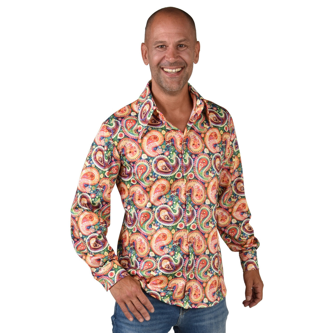 Op deze afbeelding zie je een Kostuums, van het merk Magic By Freddy's. Jersey Paisley Overhemd Jaren 70 Man