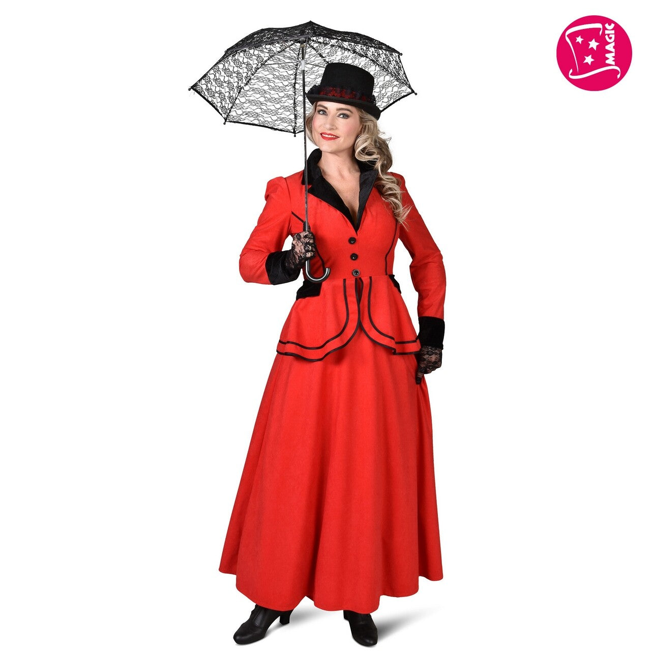 Op deze afbeelding zie je een Kostuums, van het merk Magic By Freddy's. Jaren 20 Victoria Poppins Vrouw Kostuum