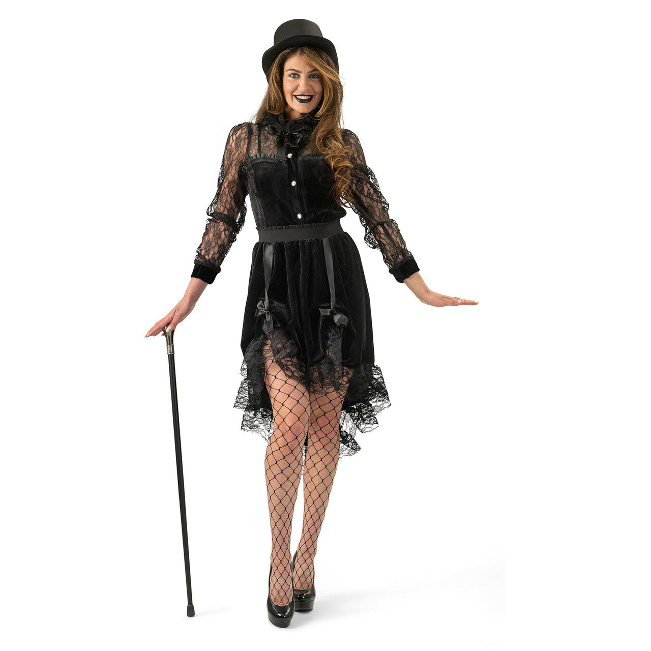 Op deze afbeelding zie je een Kostuums, van het merk Magic By Freddy's. Burlesque Gothic Shirt Vrouw