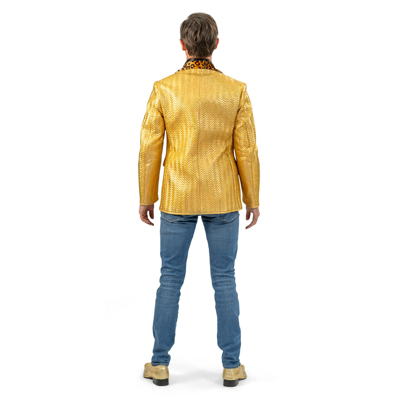 Op deze afbeelding zie je een Kostuums, van het merk Magic By Freddy's. Gouden Colbert Met Tijgerprint Man