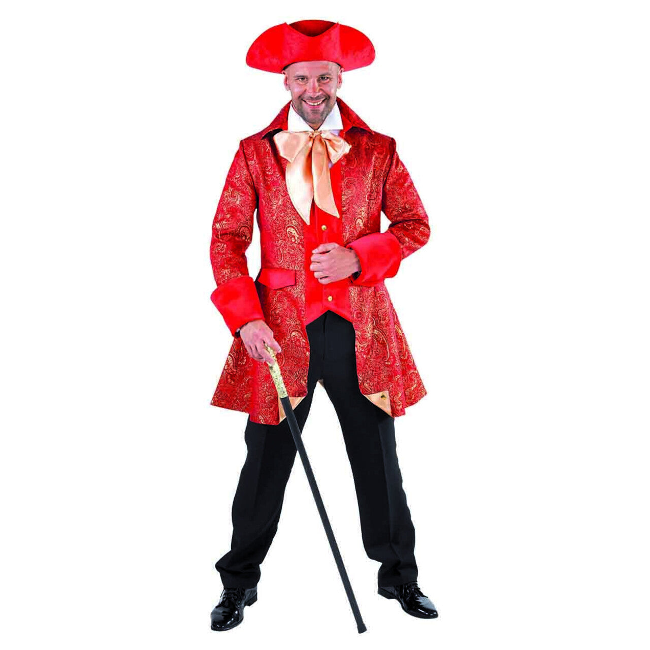 Op deze afbeelding zie je een Kostuums, van het merk Magic By Freddy's. Rijk Versierde Brokaat Mantel Adel Rood
