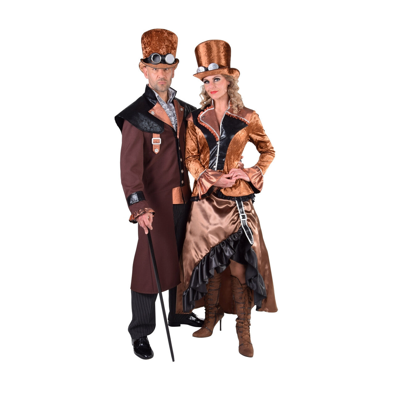 Op deze afbeelding zie je een Kostuums, van het merk Magic By Freddy's. Bronzen Steampunk Blackburn Fantasie Vrouw Kostuum