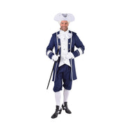 Op deze afbeelding zie je een Kostuums, van het merk Magic By Freddy's. Glimmende Mouwen Markies Blauw Man Kostuum