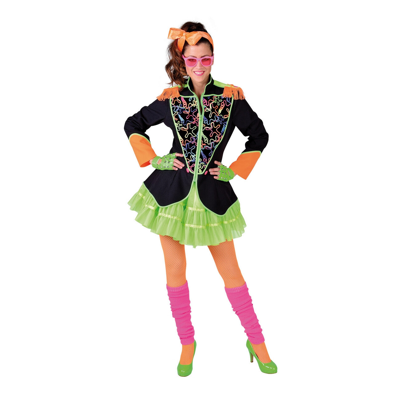 Op deze afbeelding zie je een Kostuums, van het merk Magic By Freddy's. Popartiest Jaren 80 Neon Jas Vrouw