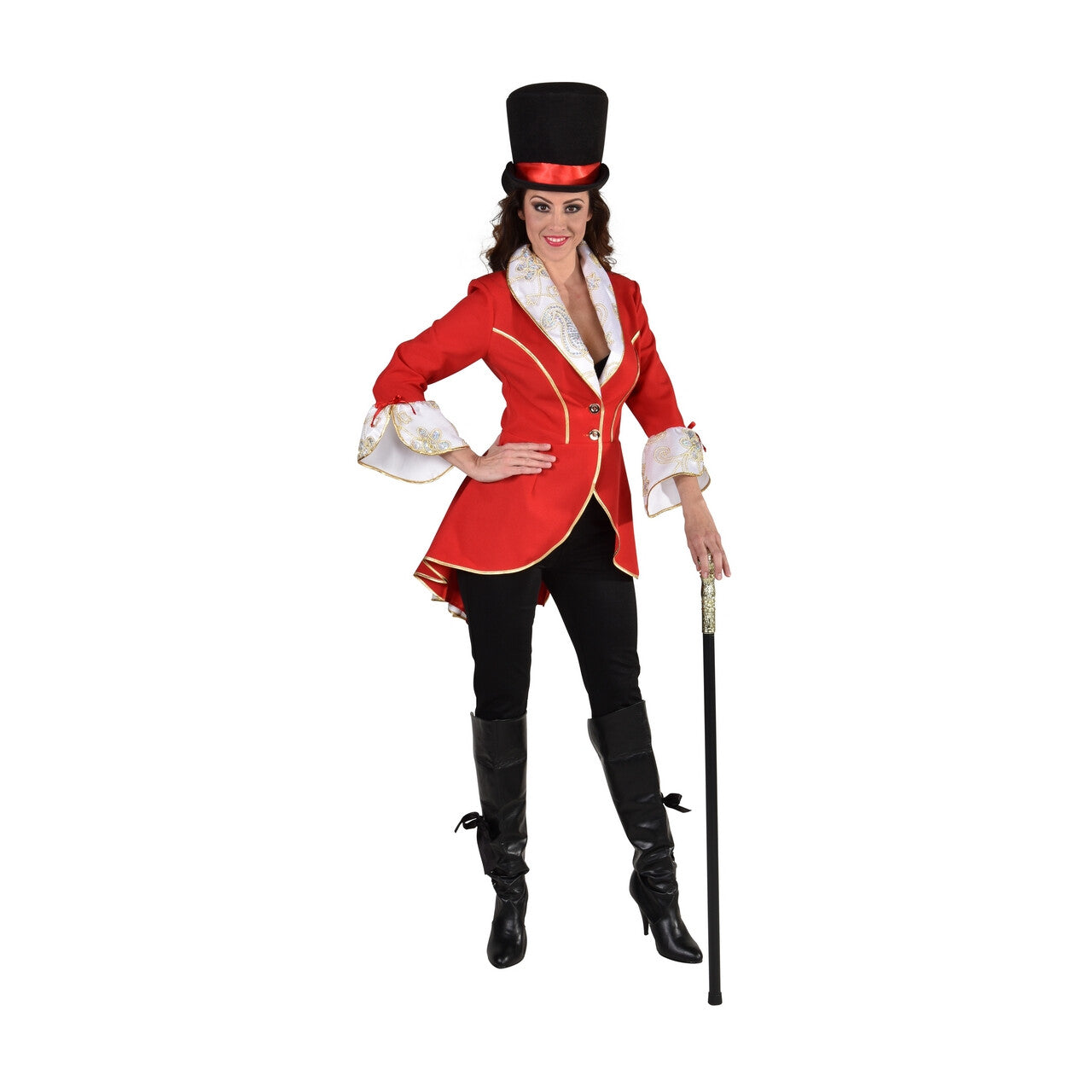 Op deze afbeelding zie je een Kostuums, van het merk Magic By Freddy's. Ruches Slipjas Rood Met Pailletten Vrouw
