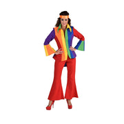 Op deze afbeelding zie je een Kostuums, van het merk Magic By Freddy's. Regenboog Festival Jas Met Lang Achterpand Vrouw