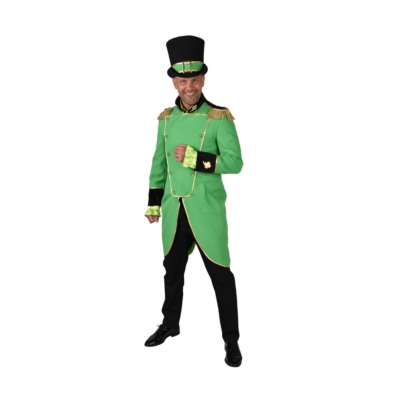 Op deze afbeelding zie je een Kostuums, van het merk Magic By Freddy's. Slipjas Gouden Epauletten Saint Patricks Day Man