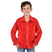 Op deze afbeelding zie je een Kostuums, van het merk Magic By Freddy's. Disco Duivel Ruches Blouse Rood Jongen