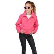 Op deze afbeelding zie je een Kostuums, van het merk Magic By Freddy's. Felle Pink Ladies Grease Jas Donkerroze Meisje