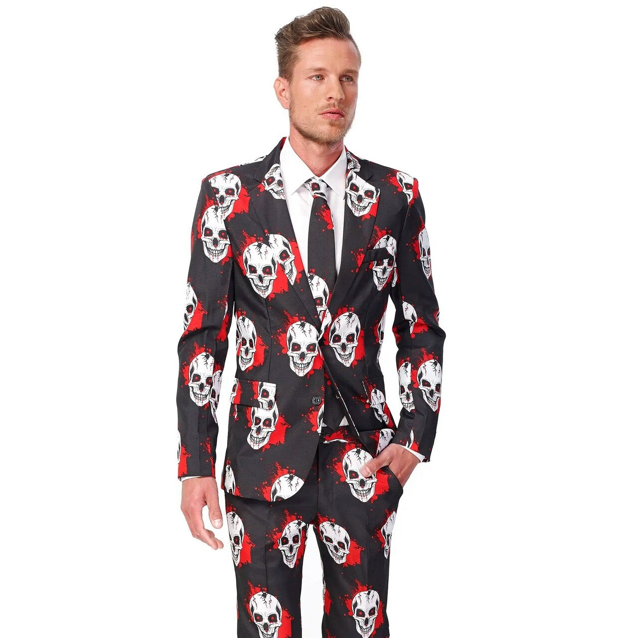 Op deze afbeelding zie je een Kostuums, van het merk Suitmeister. Halloween Honey Skulls Blood Suitmeister Kostuum Man
