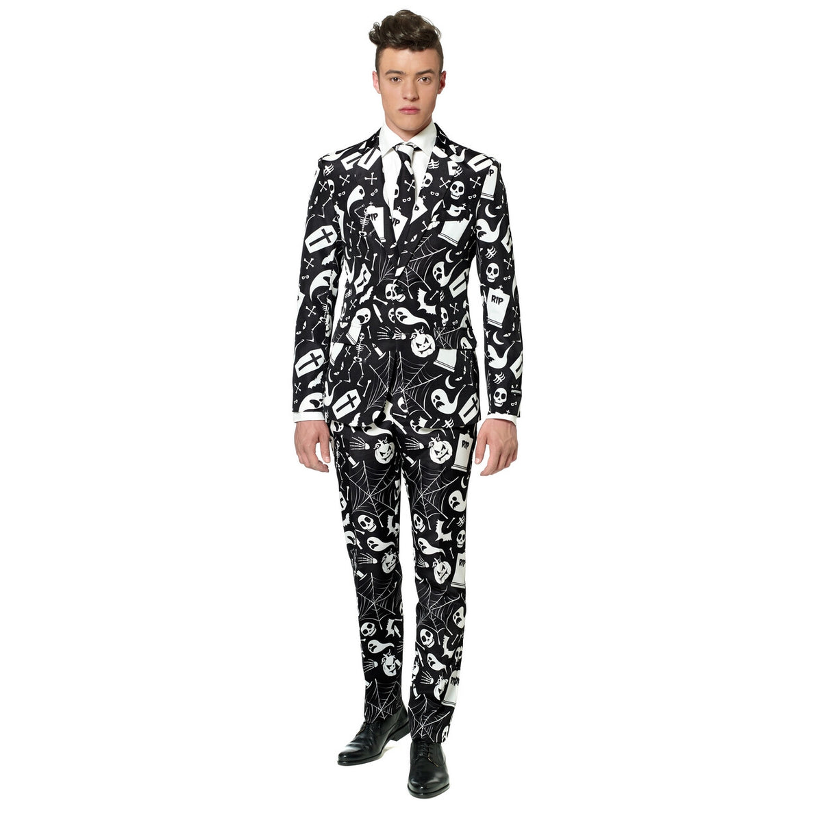 Op deze afbeelding zie je een Kostuums, van het merk Suitmeister. Halloween Black Icons Man Kostuum