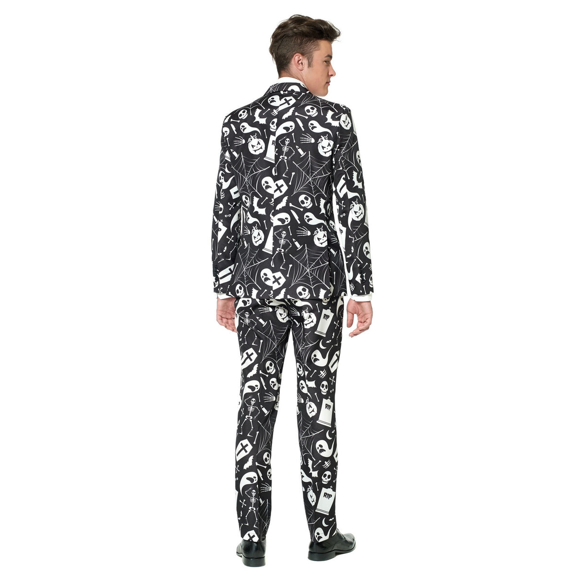 Op deze afbeelding zie je een Kostuums, van het merk Suitmeister. Halloween Black Icons Man Kostuum