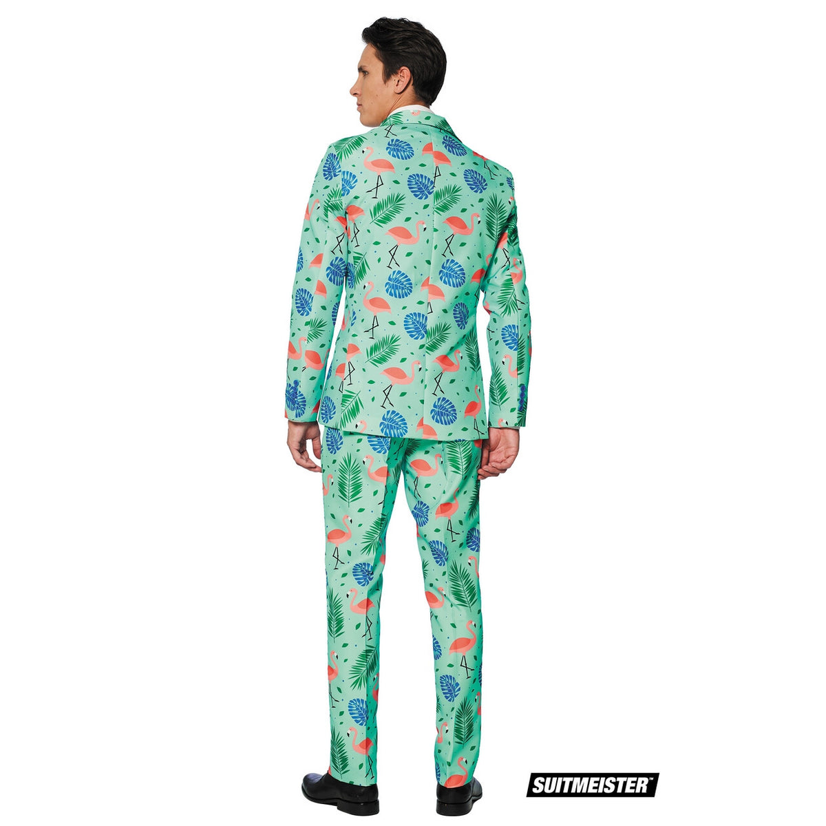 Op deze afbeelding zie je een Kostuums, van het merk Suitmeister. Tropische Varens En Flamingos Man Kostuum