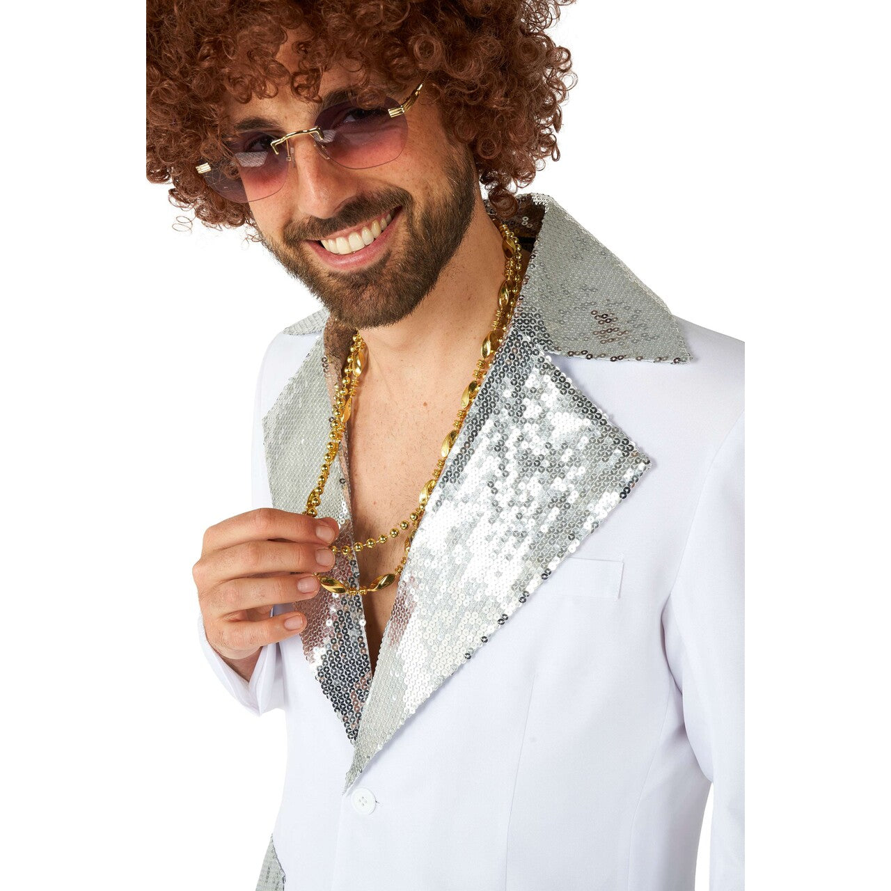 Op deze afbeelding zie je een Kostuums, van het merk Suitmeister. Disco Suit White Man Kostuum