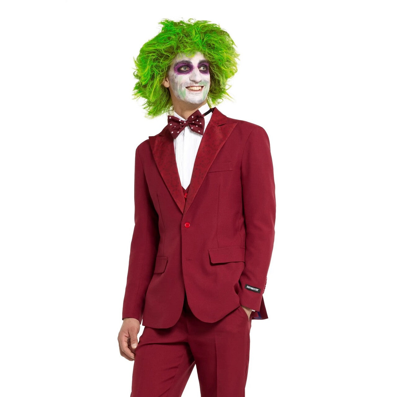Op deze afbeelding zie je een Kostuums, van het merk Opposuits. Beetlejuice Groom Gala Burgundy Man Kostuum