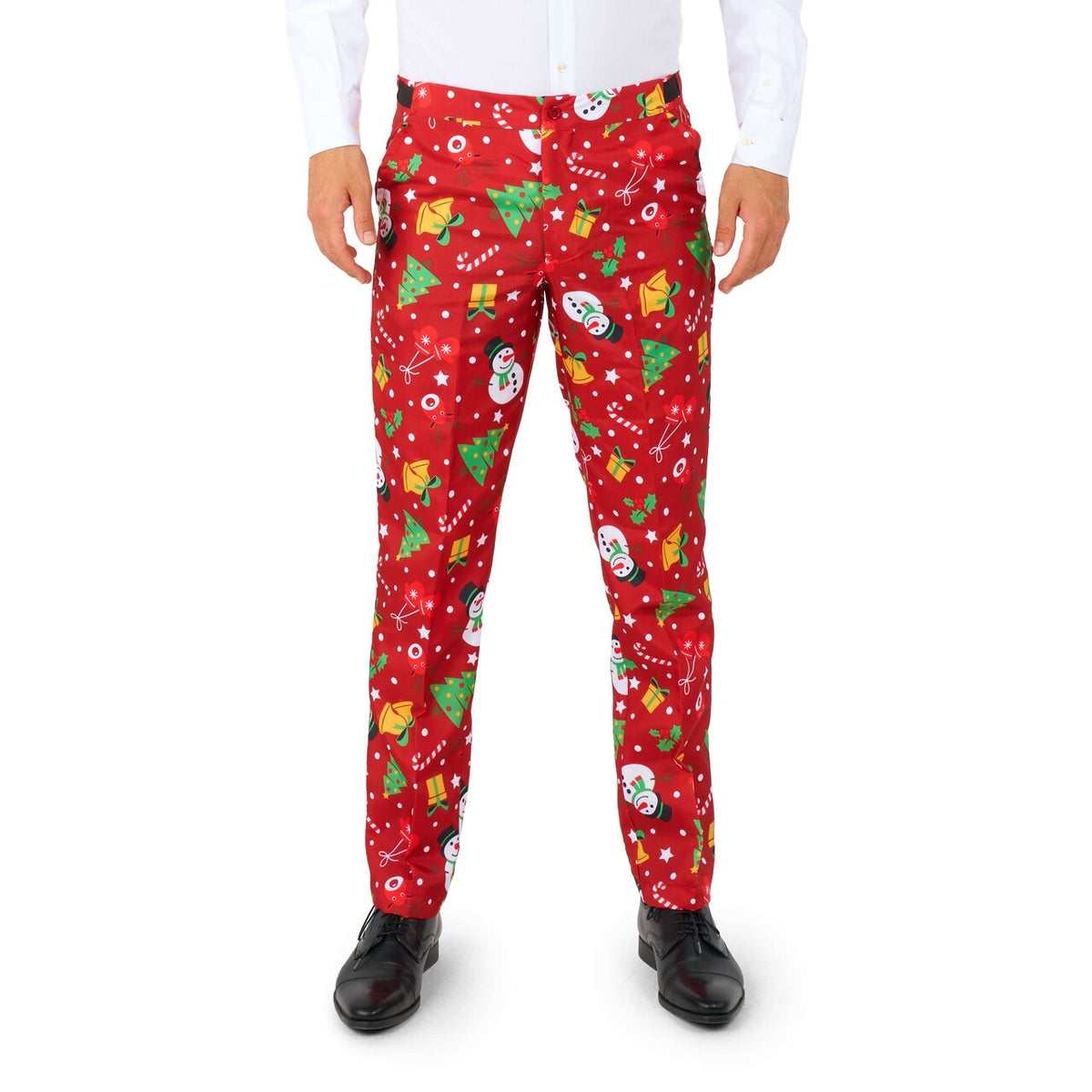 Op deze afbeelding zie je een Kostuums, van het merk Suitmeister. Christmas Red Icons - Light Up Man Kostuum