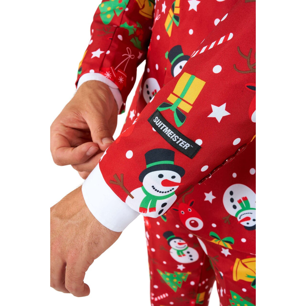Op deze afbeelding zie je een Kostuums, van het merk Suitmeister. Christmas Red Icons - Light Up Man Kostuum