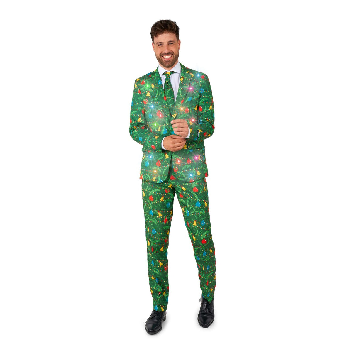 Op deze afbeelding zie je een Kostuums, van het merk Suitmeister. Christmas Green Tree - Light Up Man Kostuum