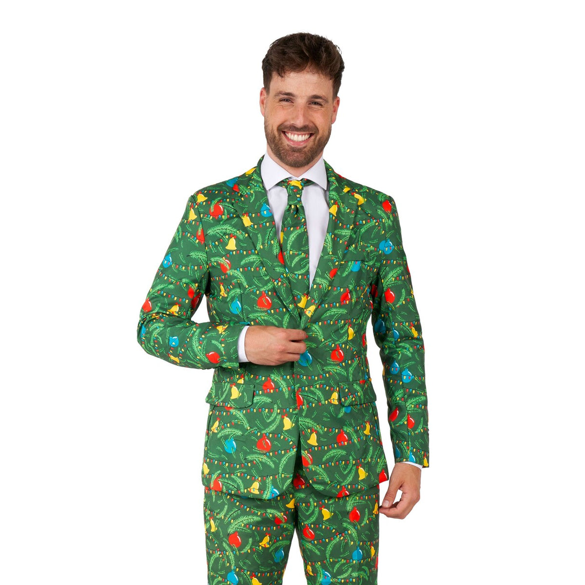 Op deze afbeelding zie je een Kostuums, van het merk Suitmeister. Christmas Green Tree - Light Up Man Kostuum