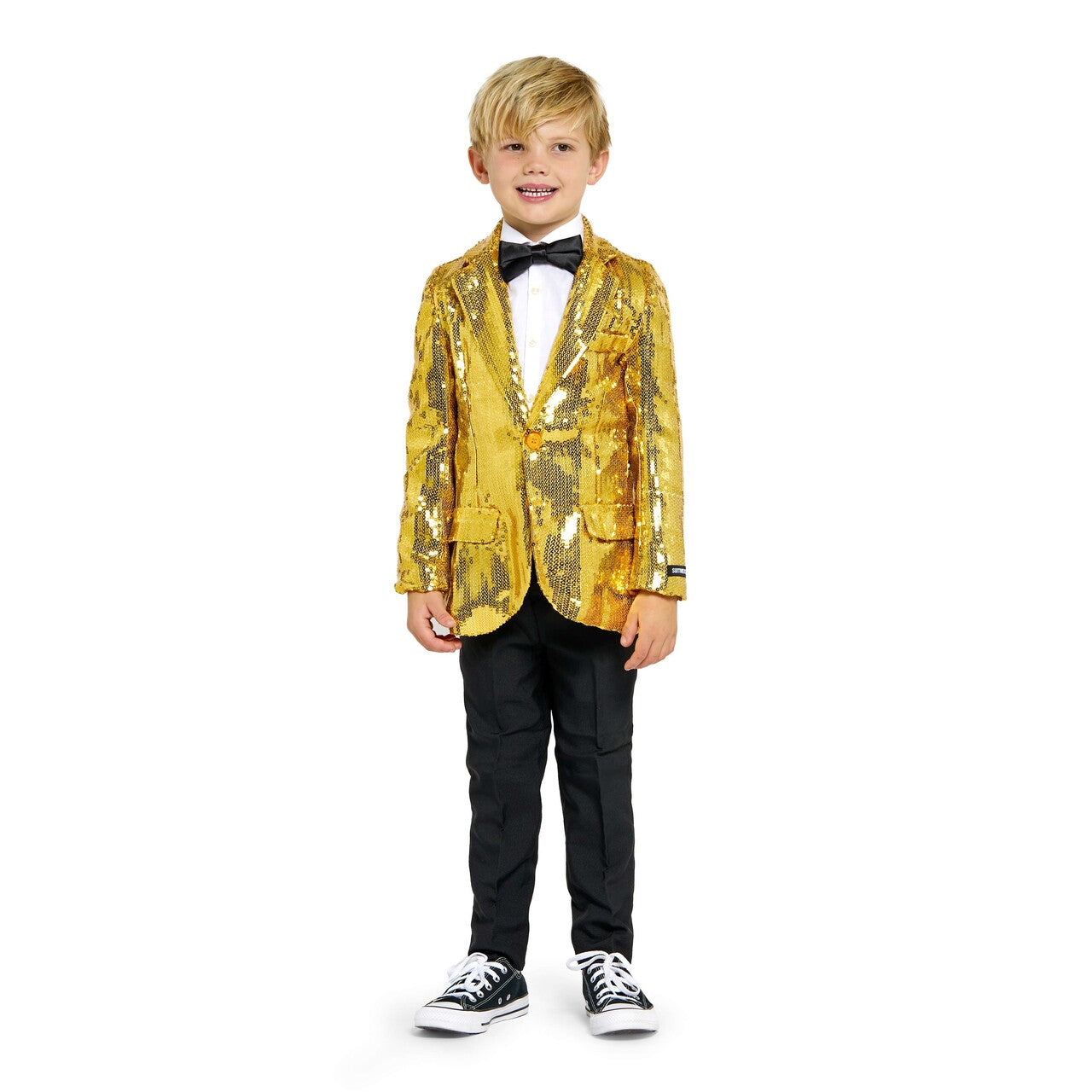 Op deze afbeelding zie je een Kostuums, van het merk Suitmeister. Boys Sequin Gold Jongen Kostuum