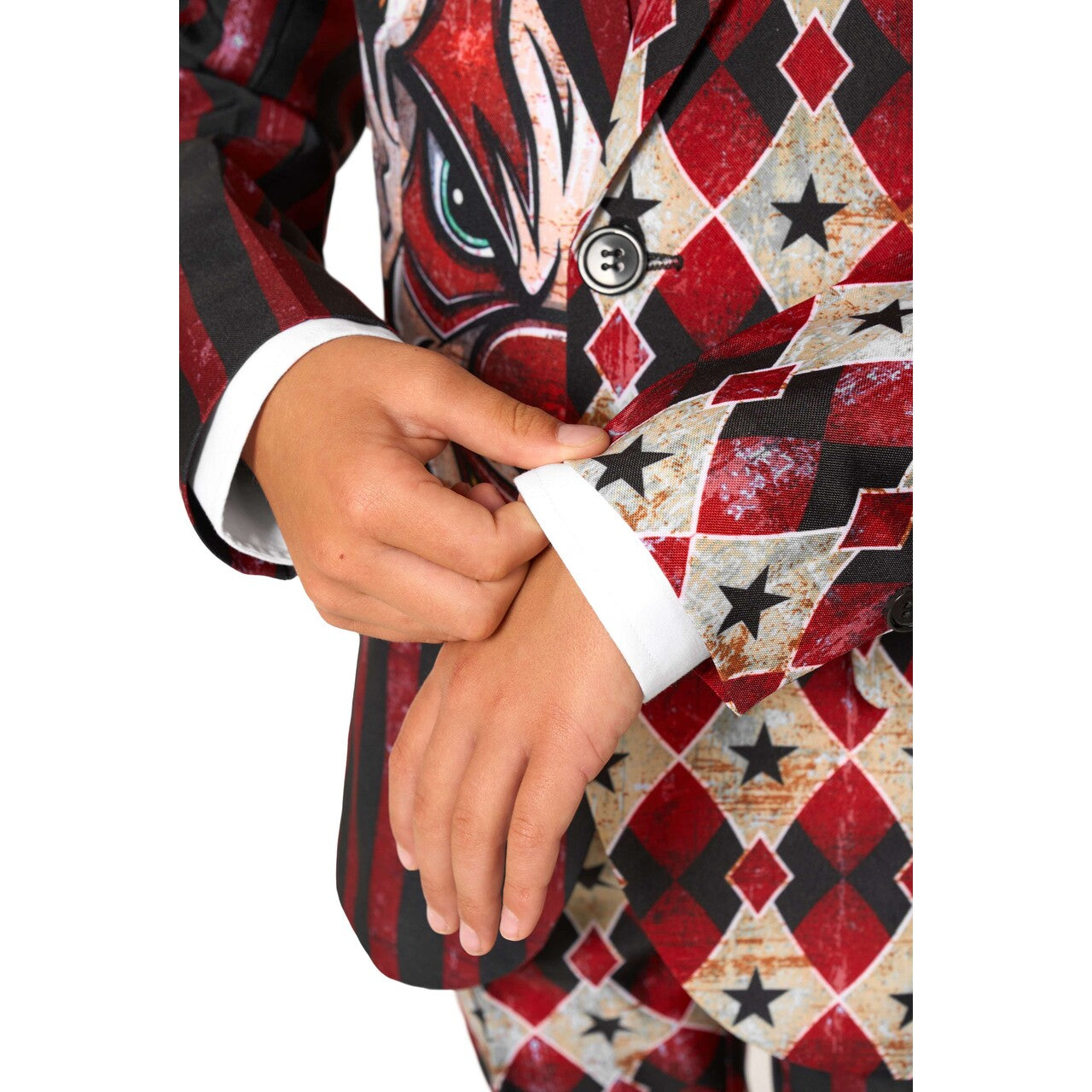 Op deze afbeelding zie je een Kostuums, van het merk Opposuits. Boys Scary Clown Red Jongen Kostuum