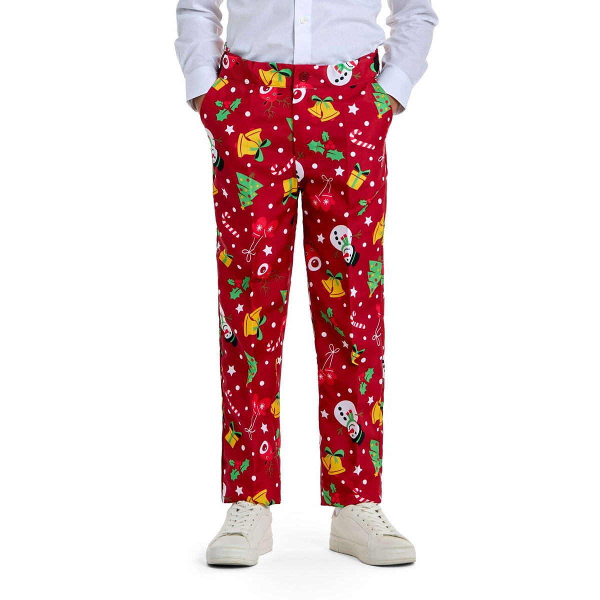 Op deze afbeelding zie je een Kostuums, van het merk Suitmeister. Boys Christmas Red Icons - Light Up Jongen Kostuum