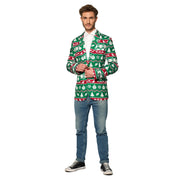 Op deze afbeelding zie je een Kostuums, van het merk Suitmeister. Christmas Green Nordic Colbert Man