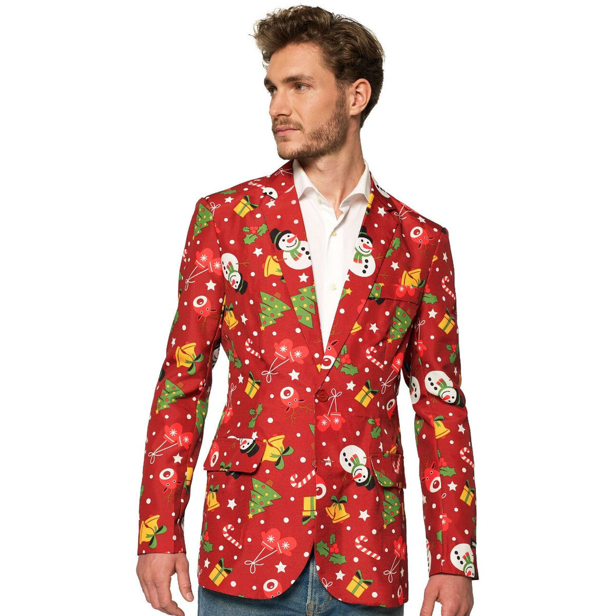 Op deze afbeelding zie je een Kostuums, van het merk Suitmeister. Christmas Red Icons - Light Up Man