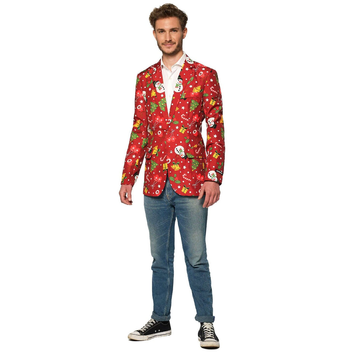 Op deze afbeelding zie je een Kostuums, van het merk Suitmeister. Christmas Red Icons - Light Up Man
