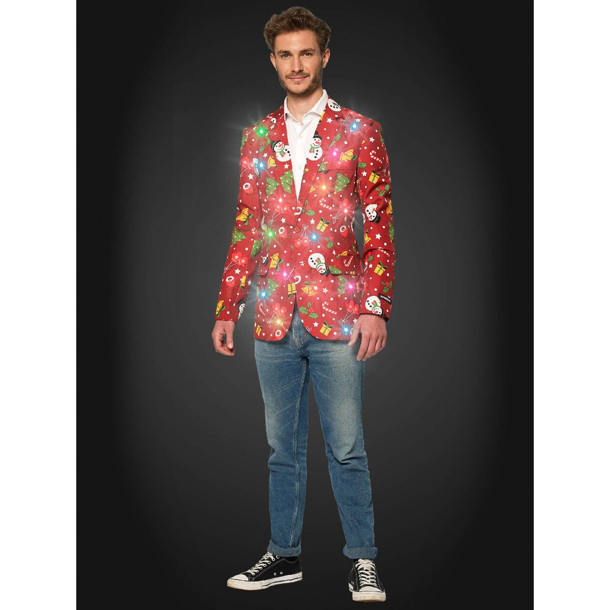 Op deze afbeelding zie je een Kostuums, van het merk Suitmeister. Christmas Red Icons - Light Up Man