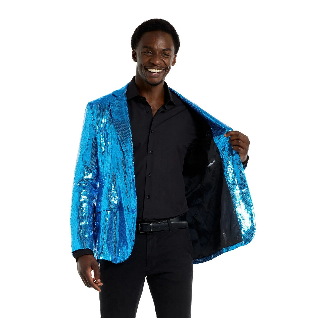 Op deze afbeelding zie je een Kostuums, van het merk Opposuits. Sequins Blue Blazer Man