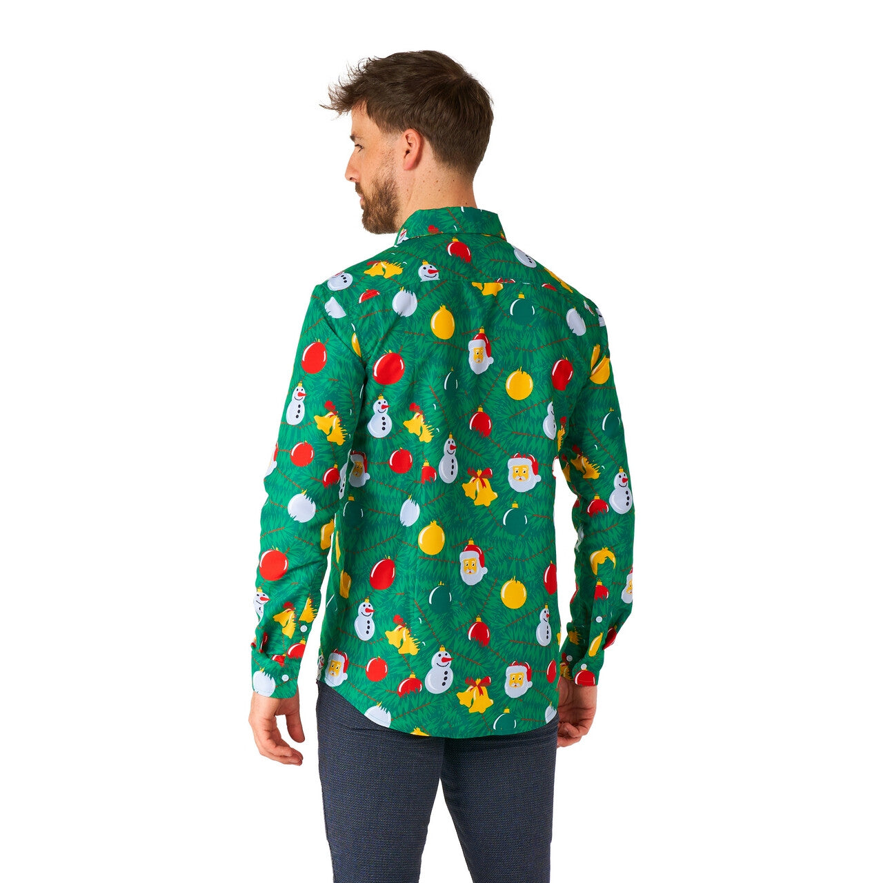 Op deze afbeelding zie je een Kostuums, van het merk Suitmeister. Groene Xmas Versiering Overhemd Man
