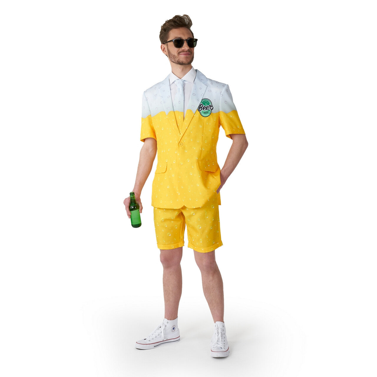 Op deze afbeelding zie je een Kostuums, van het merk Suitmeister. Zomer Geel Premium Biertje Man Kostuum