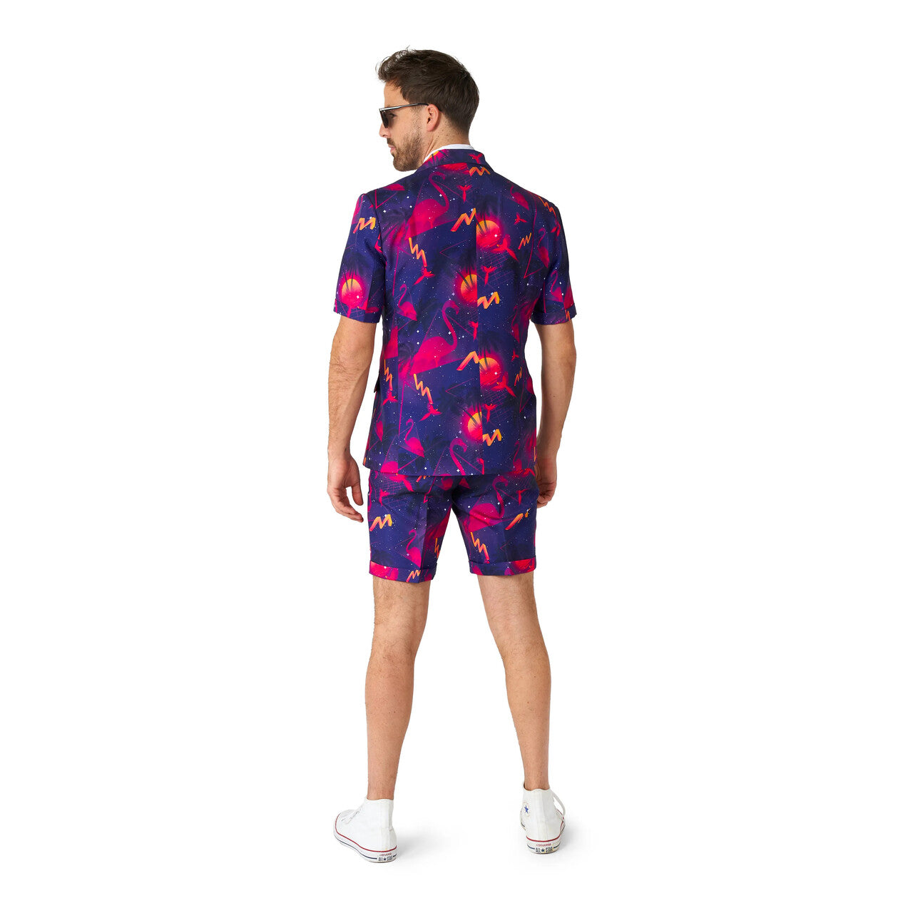 Op deze afbeelding zie je een Kostuums, van het merk Suitmeister. Summer Festival Retro Neon Man Kostuum