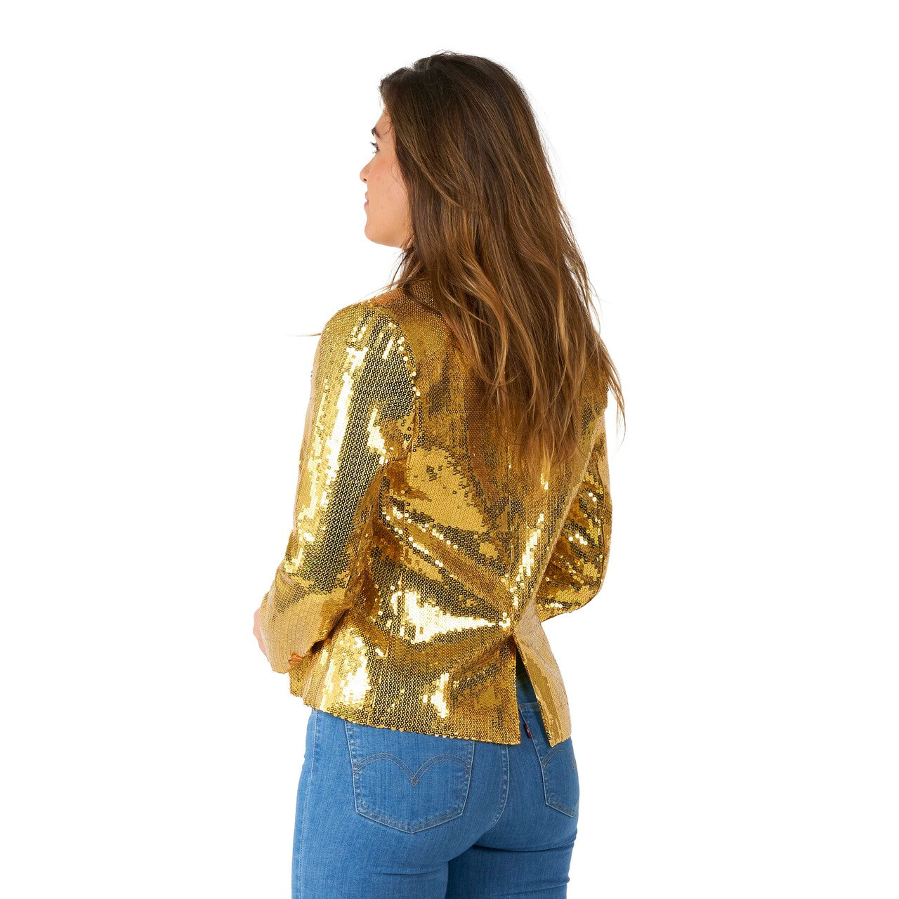 Op deze afbeelding zie je een Kostuums, van het merk Suitmeister. Wmns Sequins Gold Vrouw Kostuum