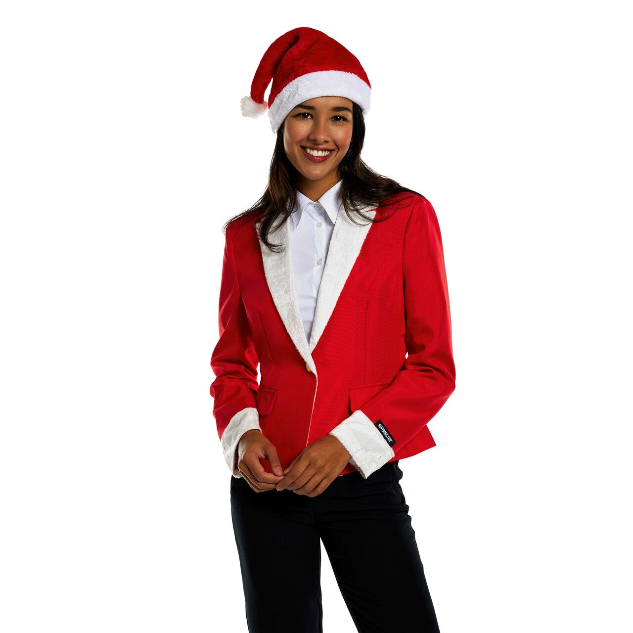 Op deze afbeelding zie je een Kostuums, van het merk Suitmeister. Wmns Santa Faux Fur Vrouw Kostuum