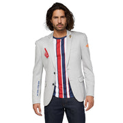 Op deze afbeelding zie je een Kostuums, van het merk Opposuits. Support Team Jas Grijs Man