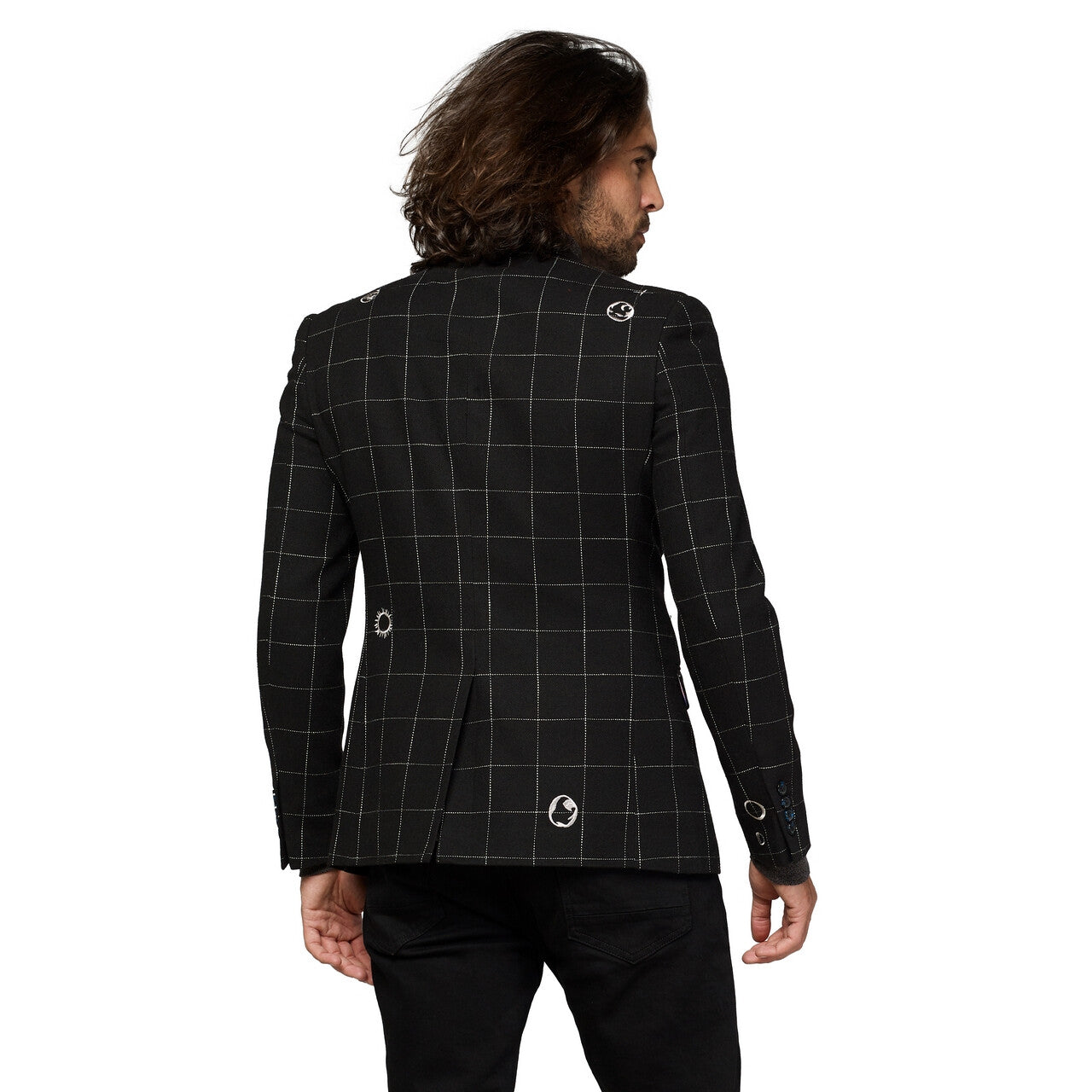 Op deze afbeelding zie je een Kostuums, van het merk Opposuits. Galaxy Map Zwart Jas Man