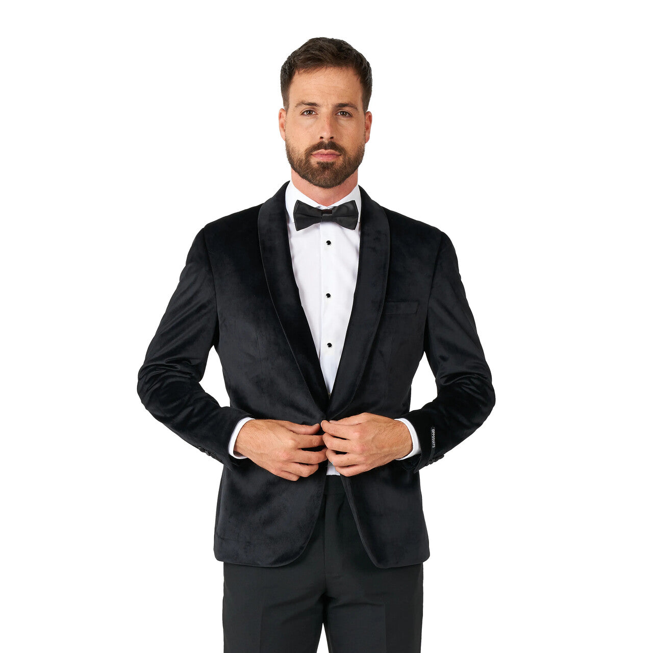 Op deze afbeelding zie je een Kostuums, van het merk Opposuits. High Class Nette Fluwelen Colbert Zwart Man