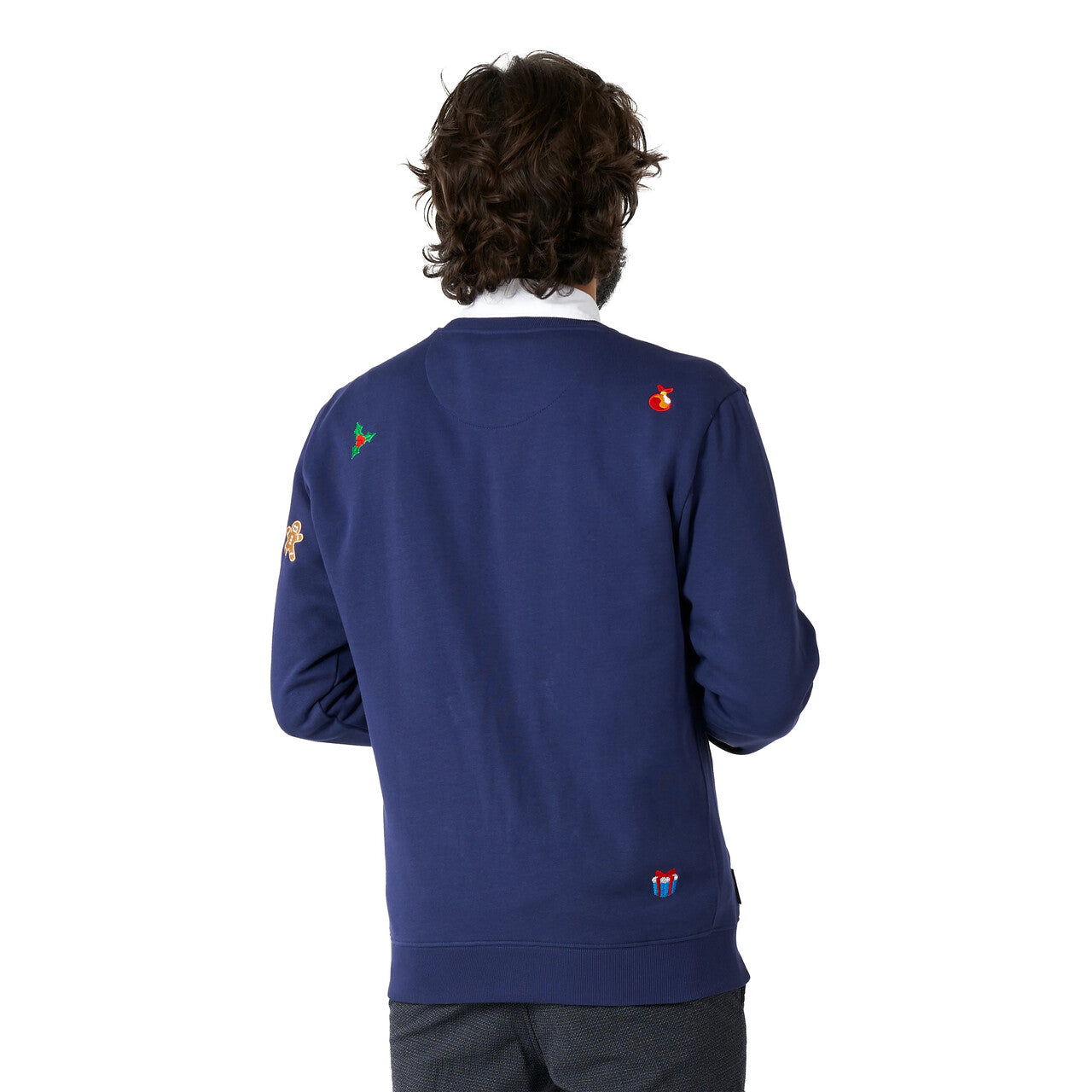 Op deze afbeelding zie je een Kostuums, van het merk Opposuits. X-Mas Nette Kersttrui Blauw Man